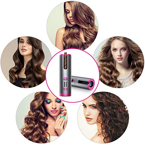 AURUZA Unbound Cordless Automatic Hair Curler, Anti-Tangle Wireless Auto Curling Iron Wand, Portable USB Rechargeable